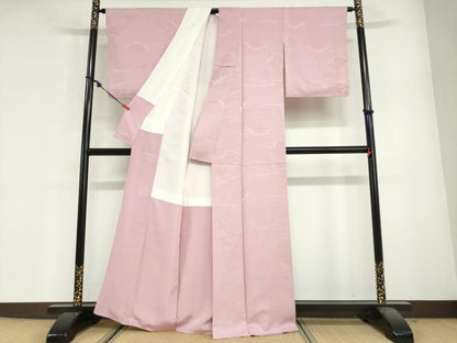 平和屋着物●上質な色無地　松皮菱地紋　撫子色　正絹　逸品　未使用　DABG2627ud