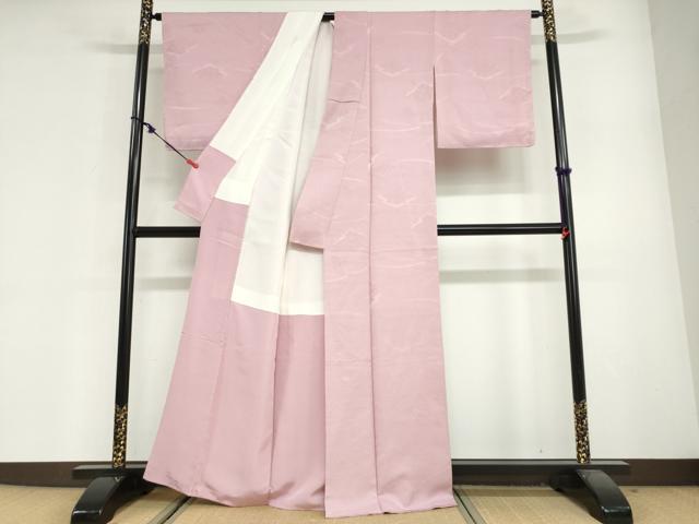 平和屋着物●上質な色無地　松皮菱地紋　撫子色　正絹　逸品　未使用　DABG2627ud
