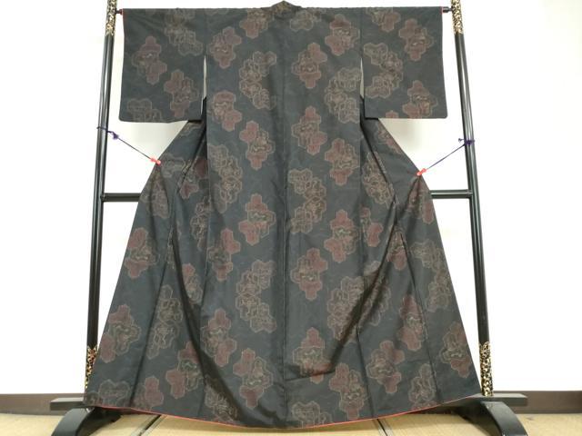 平和屋着物●本場大島紬　毘沙門亀甲　草花文　正絹　逸品　DABG2628ud