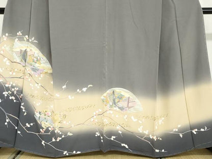平和屋着物●豪華色留袖　地紙重ね　女人草花文　暈し染め　金彩　正絹　逸品　未使用　DABG2629ud