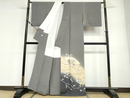 平和屋着物●豪華色留袖　地紙重ね　女人草花文　暈し染め　金彩　正絹　逸品　未使用　DABG2629ud