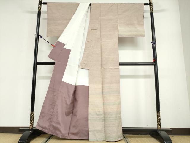 平和屋着物●紅花紬　米沢　新田秀次　訪問着　霞文　正絹　逸品　DABG2635ud