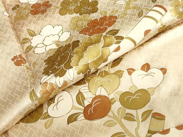 平和屋着物●訪問着　草花文　たたき染め　金彩　正絹　逸品　CABC9679vp 平和屋着物□訪問着 几帳草花文 たたき染め 金彩 正絹 逸品 AABC1408cs