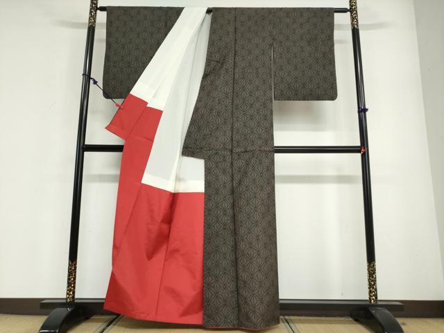 平和屋着物●本場大島紬　7マルキ　麻の葉文様　正絹　逸品　DABG2640ud