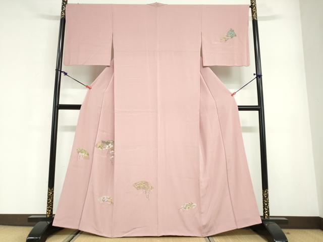 平和屋着物●訪問着　寿光織　地紙風景草花文　金糸　健勝苑扱い　正絹　逸品　DABG2648ud