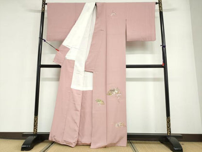 平和屋着物●訪問着　寿光織　地紙風景草花文　金糸　健勝苑扱い　正絹　逸品　DABG2648ud