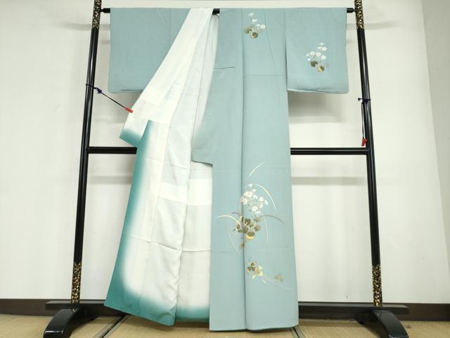 平和屋着物●訪問着　友禅　作家物　草花文　正絹　逸品　DABG2649ud