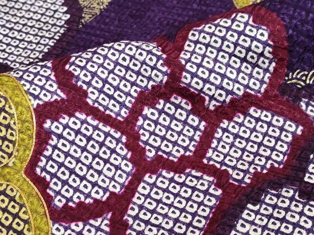 平和屋着物●豪華振袖　駒刺繍　総絞り　流水舞花文　金彩　正絹　逸品　DABG2651ud