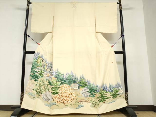 平和屋着物●豪華色留袖　友禅　作家物　樹林風景文　正絹　逸品　DABG2655ud