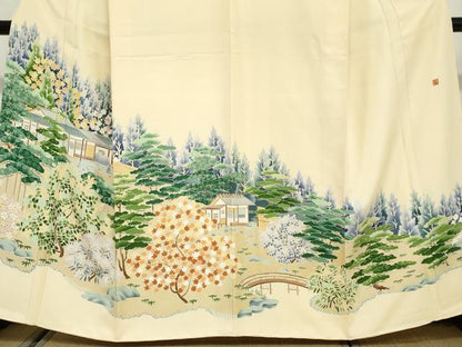 平和屋着物●豪華色留袖　友禅　作家物　樹林風景文　正絹　逸品　DABG2655ud