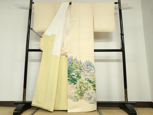 平和屋着物●豪華色留袖　友禅　作家物　樹林風景文　正絹　逸品　DABG2655ud