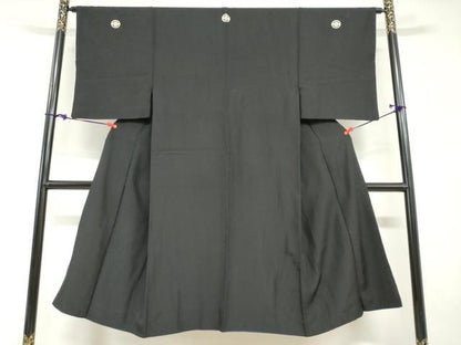 平和屋着物●男性　黒紋付　正絹　逸品　DABG2659ud