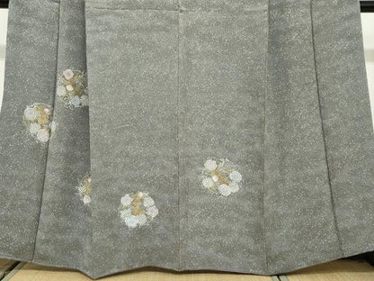 平和屋着物●中国三大刺繍　相良刺繍　訪問着　草花丸文　金彩　正絹　逸品　DABG2663ud