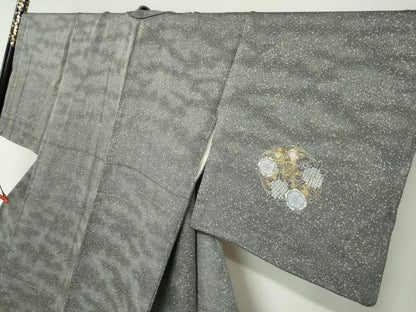 平和屋着物●中国三大刺繍　相良刺繍　訪問着　草花丸文　金彩　正絹　逸品　DABG2663ud