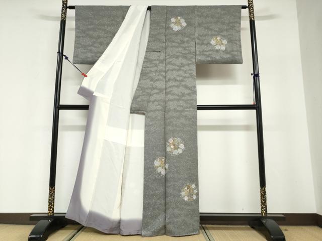 平和屋着物●中国三大刺繍　相良刺繍　訪問着　草花丸文　金彩　正絹　逸品　DABG2663ud