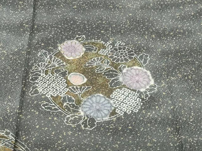平和屋着物●中国三大刺繍　相良刺繍　訪問着　草花丸文　金彩　正絹　逸品　DABG2663ud