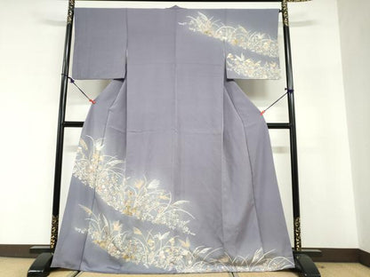 平和屋着物●訪問着　駒刺繍　秋草文　暈し染め　正絹　逸品　DABG2664ud