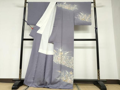 平和屋着物●訪問着　駒刺繍　秋草文　暈し染め　正絹　逸品　DABG2664ud