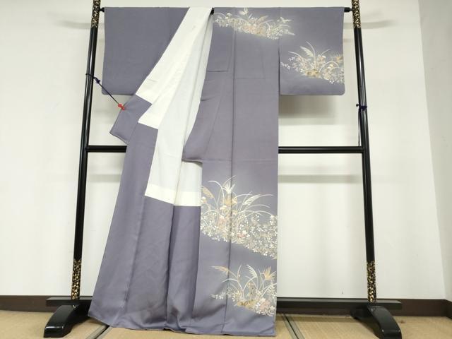 平和屋着物●訪問着　駒刺繍　秋草文　暈し染め　正絹　逸品　DABG2664ud