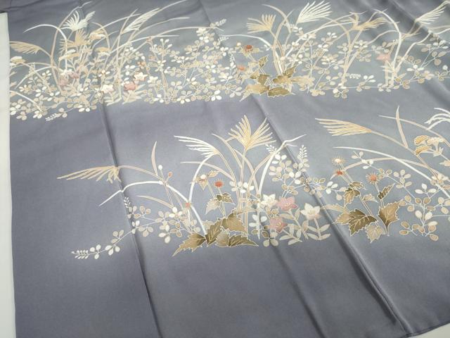 平和屋着物●訪問着　駒刺繍　秋草文　暈し染め　正絹　逸品　DABG2664ud