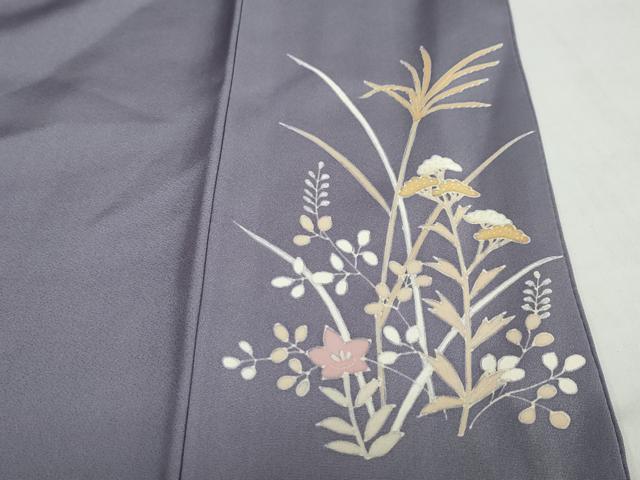 平和屋着物●訪問着　駒刺繍　秋草文　暈し染め　正絹　逸品　DABG2664ud