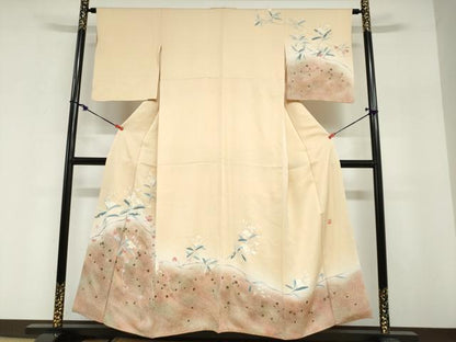 平和屋着物●訪問着　作家物　箔散らし　枝花文　暈し染め　正絹　逸品　DABG2667ud