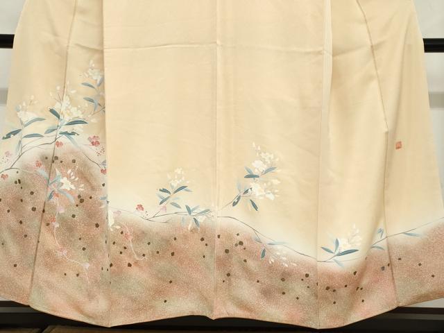 平和屋着物●訪問着　作家物　箔散らし　枝花文　暈し染め　正絹　逸品　DABG2667ud