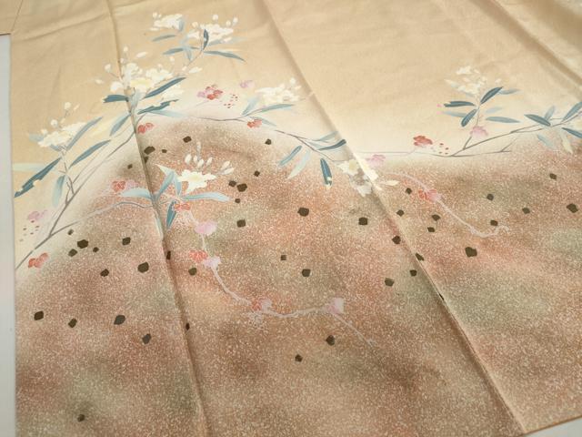 平和屋着物●訪問着　作家物　箔散らし　枝花文　暈し染め　正絹　逸品　DABG2667ud
