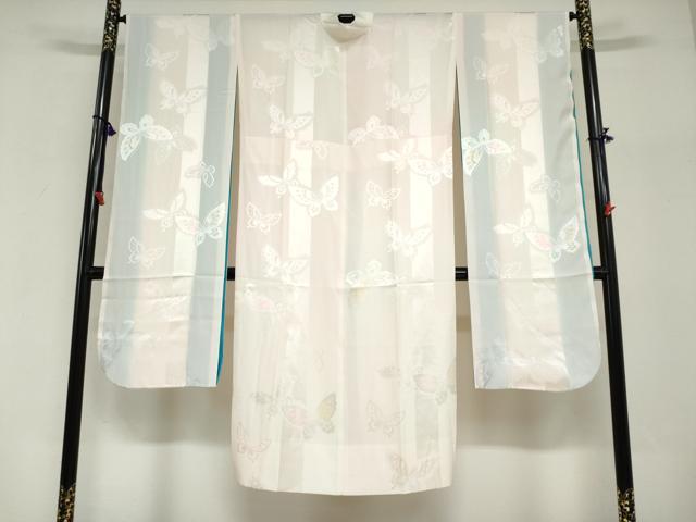 平和屋着物●振袖用長襦袢　無双仕立て　舞蝶地紋　暈し染め　正絹　逸品　DABG2670ud