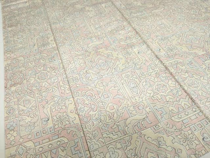 平和屋着物▽本場染大島紬　単衣　幾何学文様　正絹　逸品　未使用　DABG2671ud