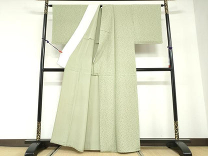 平和屋着物▽上質な小紋　単衣　茄子　なす　正絹　逸品　DABG2678ud