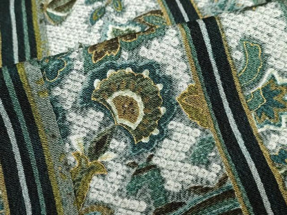 平和屋着物▽上質な小紋　単衣　草花間道　金彩　鬼しぼ縮緬　正絹　逸品　DABG2679ud