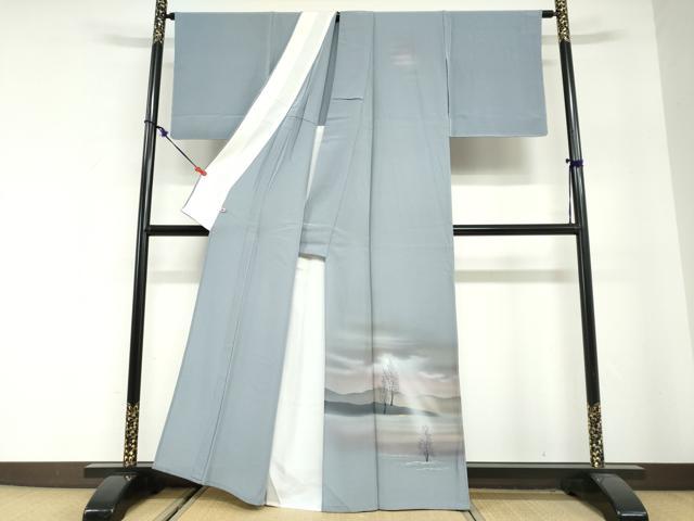 平和屋着物▽訪問着　単衣　樹林文　暈し染め　さが美扱い　正絹　逸品　未使用　DABG2680ud