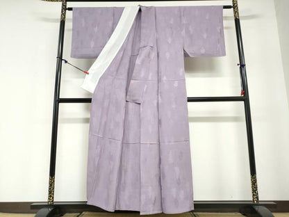 平和屋着物▽上質な色無地　単衣　樹林地紋　紫苑色　正絹　逸品　DABG2682ud