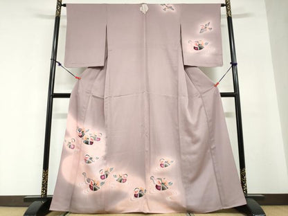 平和屋着物▽訪問着　単衣　手描き　流水鴛鴦文　暈し染め　正絹　逸品　未使用　DABG2690ud