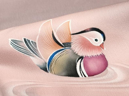 平和屋着物▽訪問着　単衣　手描き　流水鴛鴦文　暈し染め　正絹　逸品　未使用　DABG2690ud