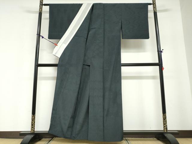 平和屋着物▽本塩沢　やまだ織　単衣　110亀甲　吉祥柄　証紙付き　正絹　逸品　DABG2693ud