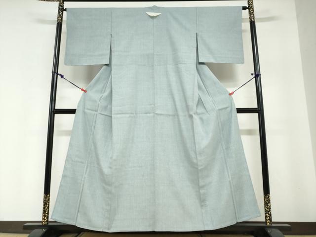 平和屋着物▽本場結城紬　重要無形文化財　単衣　湊鼠色　正絹　逸品　未使用　DABG2698ud