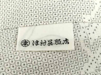 平和屋着物▽本塩沢　単衣　110亀甲　越路塩澤絣　雪輪草花文　証紙付き　正絹　逸品　DABG2702ud