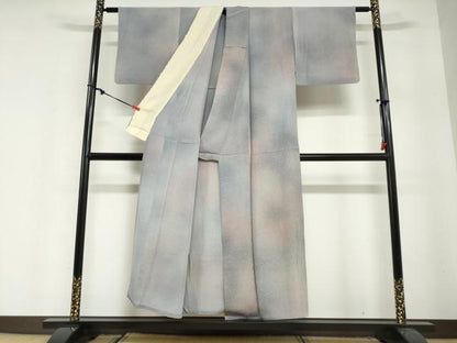平和屋着物▽上質な小紋　単衣　霞文　正絹　逸品　DABG2703ud