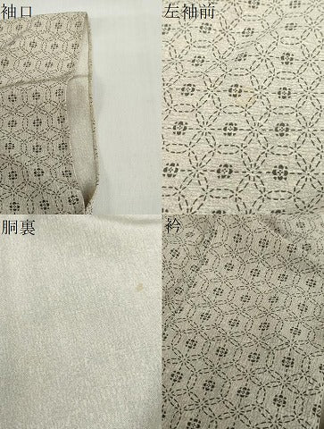 平和屋着物▽上質な小紋　単衣　抽象文様　正絹　逸品　DABG2711ud