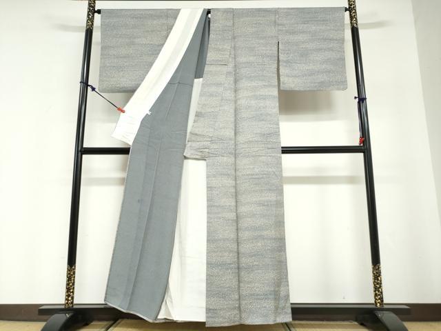 平和屋着物▽上質な小紋　単衣　作家物　霞文　正絹　逸品　DABG2712ud