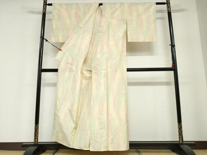 平和屋着物▽上質な紬　単衣　抽象文様　正絹　逸品　DABG2713ud