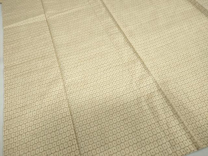 平和屋着物▽上質な紬　単衣　亀甲文　正絹　逸品　DABG2717ud