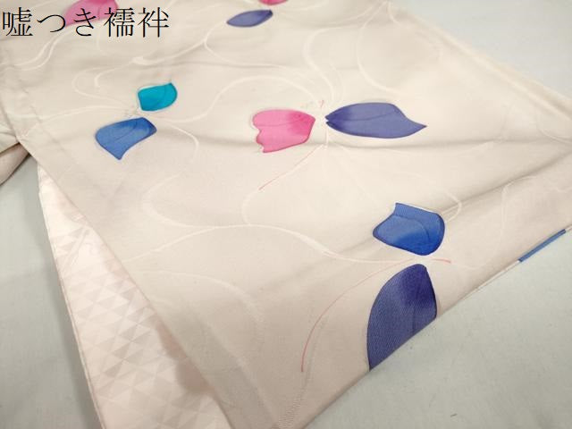 平和屋着物▽上質な小紋　単衣　地紋起こし　舞蝶文　正絹　逸品　DABG2729ud