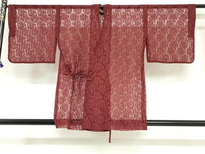 平和屋着物▽道中着　スリーシーズン　春夏秋　塵除け　総レース　草花文　洗える着物　DABG2731ud
