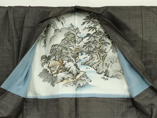 平和屋着物●男性　本場大島紬　アンサンブル　長羽織　格子　証紙付き　川畑郁雄作　正絹　逸品　未使用　DABG2738ud