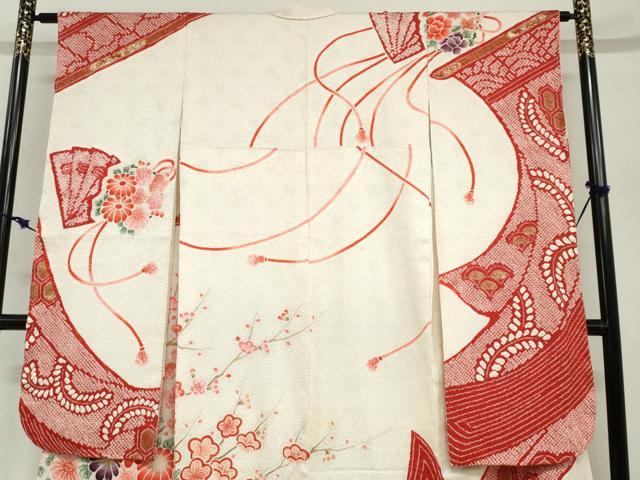 平和屋着物●豪華振袖・長襦袢（袷）セット　総絞り　花車文　金彩　半衿刺繍　正絹　逸品　未使用　DABG2741ud