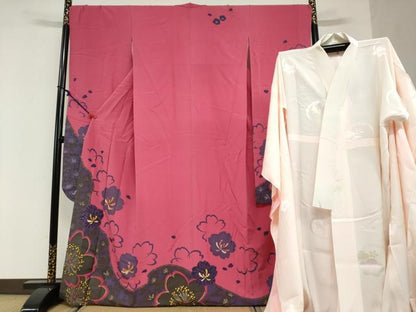 平和屋着物●豪華振袖・長襦袢（無双仕立て）セット　駒刺繍　舞花文　金彩　正絹　逸品　DABG2743ud