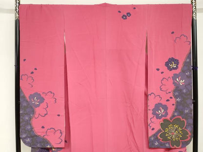 平和屋着物●豪華振袖・長襦袢（無双仕立て）セット　駒刺繍　舞花文　金彩　正絹　逸品　DABG2743ud
